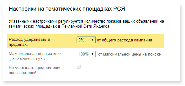 Як налаштувати показ оголошень лише в пошуку Яндекс